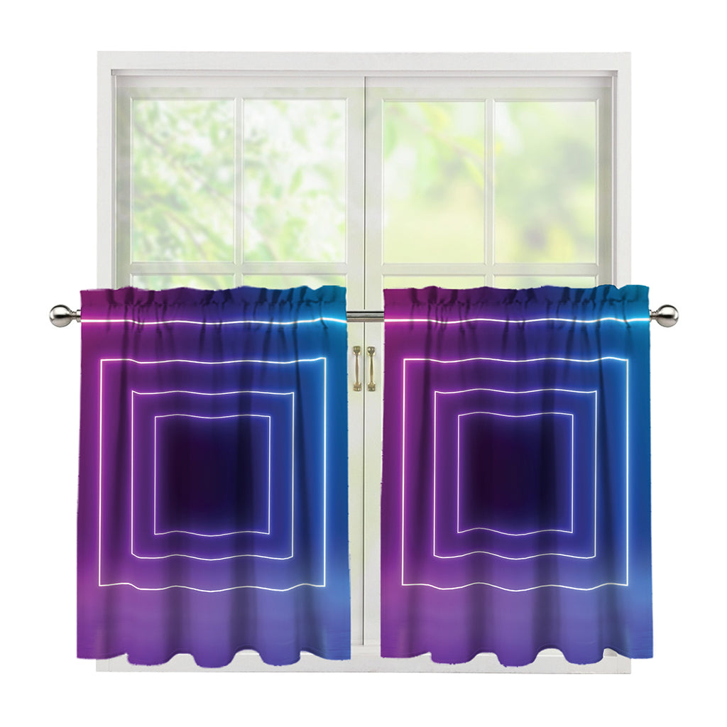 Pink And Teal Tunnel Lights Print Tier Curtains