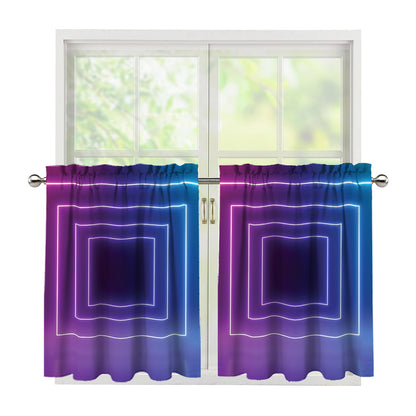 Pink And Teal Tunnel Lights Print Tier Curtains