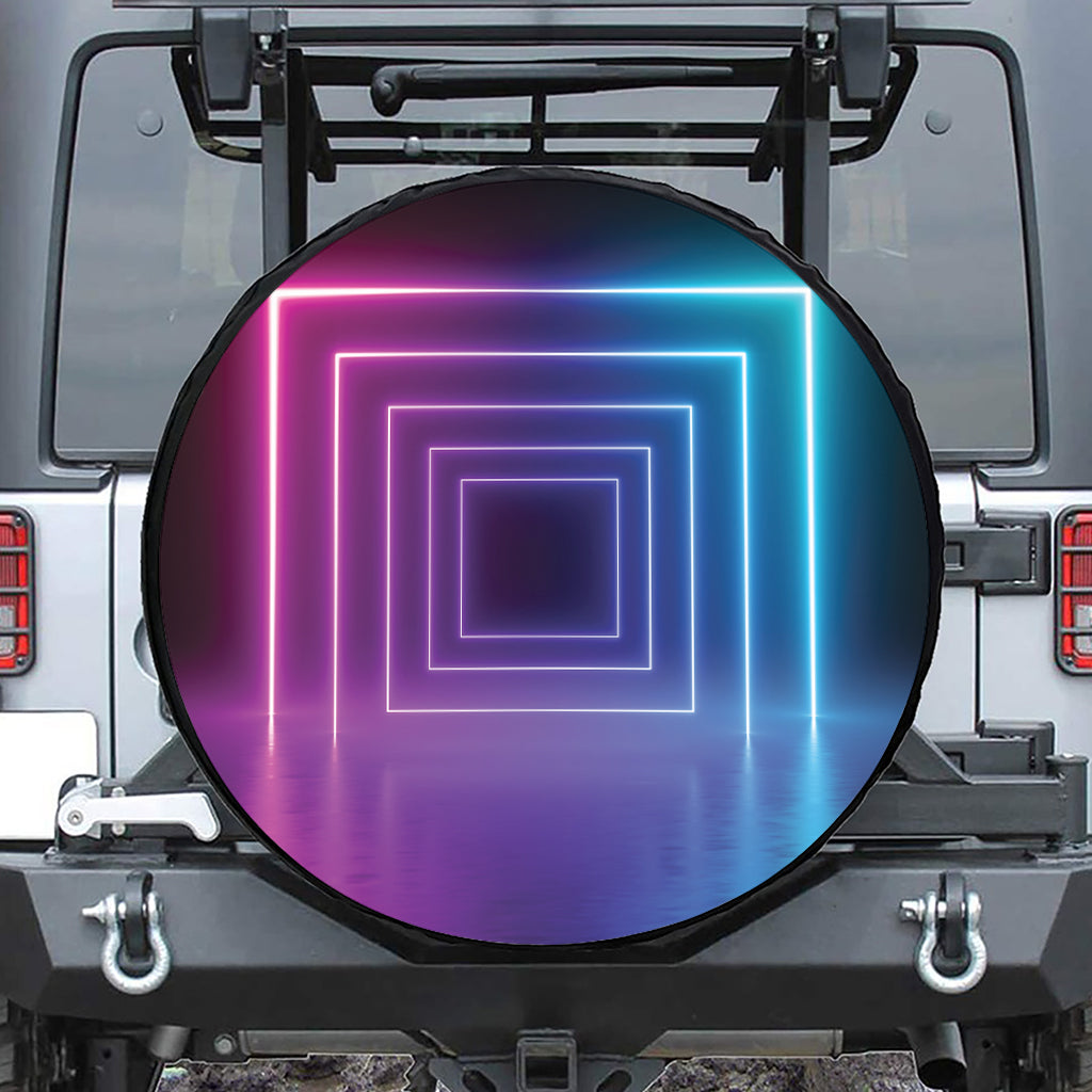 Pink And Teal Tunnel Lights Print Tire Cover