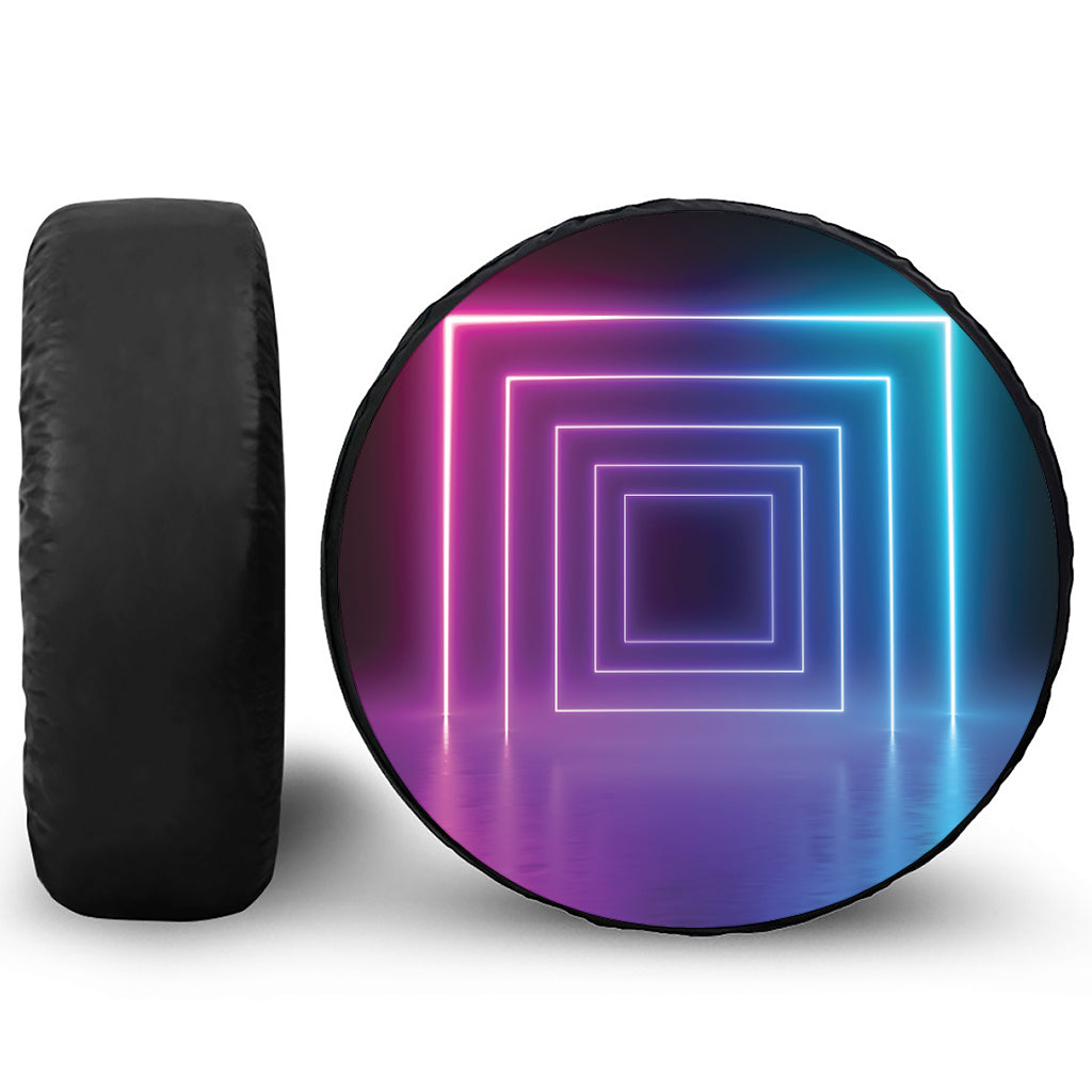 Pink And Teal Tunnel Lights Print Tire Cover