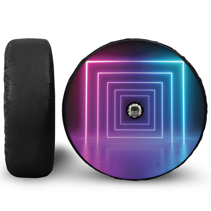 Pink And Teal Tunnel Lights Print Tire Cover With Camera Hole