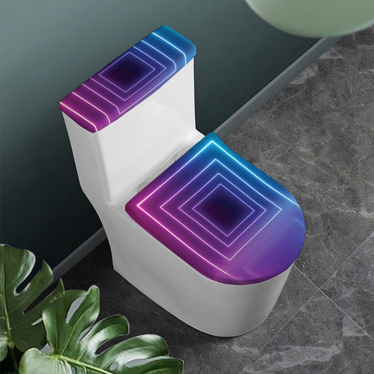Pink And Teal Tunnel Lights Print Toilet Lid And Tank Cover Set