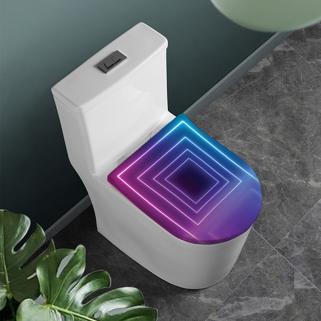 Pink And Teal Tunnel Lights Print Toilet Lid Cover