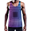 Pink And Teal Tunnel Lights Print Men's Workout Tank Top