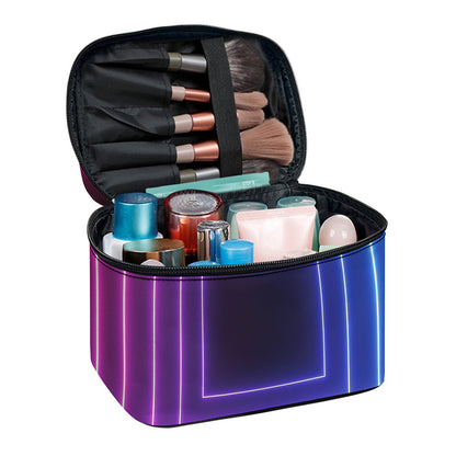 Pink And Teal Tunnel Lights Print Travel Makeup Bag
