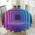 Pink And Teal Tunnel Lights Print Waterproof Round Tablecloth