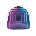 Pink And Teal Tunnel Lights Print White Mesh Trucker Cap
