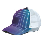 Pink And Teal Tunnel Lights Print White Mesh Trucker Cap