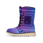 Pink And Teal Tunnel Lights Print Winter Boots