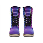 Pink And Teal Tunnel Lights Print Winter Boots
