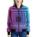 Pink And Teal Tunnel Lights Print Women's Bomber Jacket