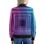 Pink And Teal Tunnel Lights Print Women's Bomber Jacket