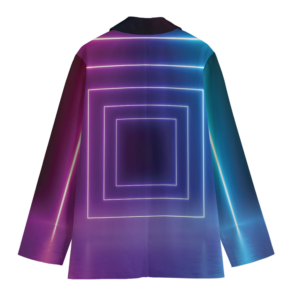 Pink And Teal Tunnel Lights Print Women's Cotton Blazer