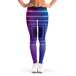 Pink And Teal Tunnel Lights Print Women's Leggings