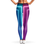 Pink And Teal Tunnel Lights Print Women's Leggings