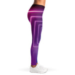 Pink And Teal Tunnel Lights Print Women's Leggings