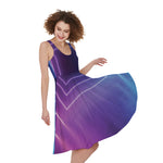 Pink And Teal Tunnel Lights Print Women's Sleeveless Dress