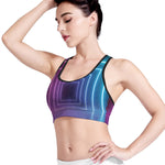 Pink And Teal Tunnel Lights Print Women's Sports Bra