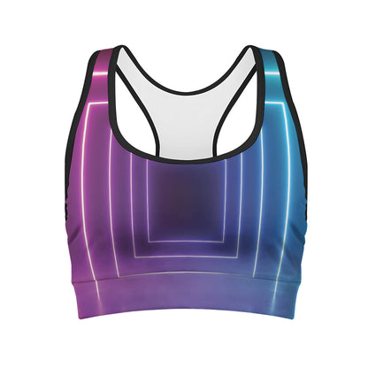 Pink And Teal Tunnel Lights Print Women's Sports Bra