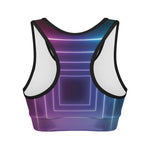 Pink And Teal Tunnel Lights Print Women's Sports Bra