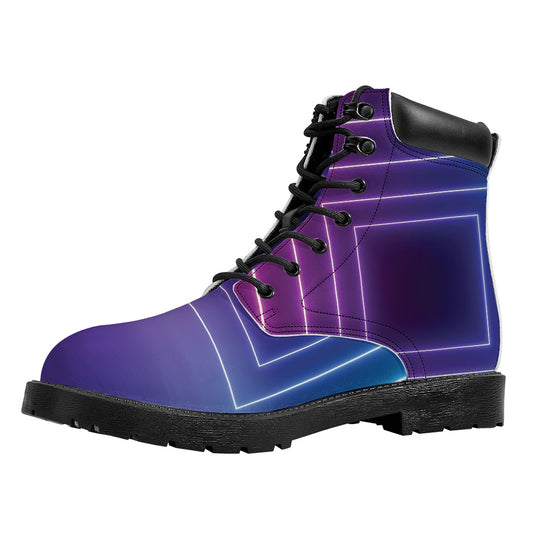 Pink And Teal Tunnel Lights Print Work Boots