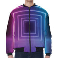 Pink And Teal Tunnel Lights Print Zip Sleeve Bomber Jacket