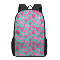 Pink And Teal Watercolor Heart Print 17 Inch Backpack