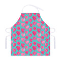 Pink And Teal Watercolor Heart Print Adjustable Apron