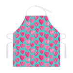 Pink And Teal Watercolor Heart Print Adjustable Apron