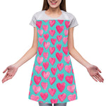 Pink And Teal Watercolor Heart Print Adjustable Apron