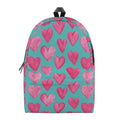 Pink And Teal Watercolor Heart Print School Backpack