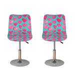 Pink And Teal Watercolor Heart Print Bar Stool Covers