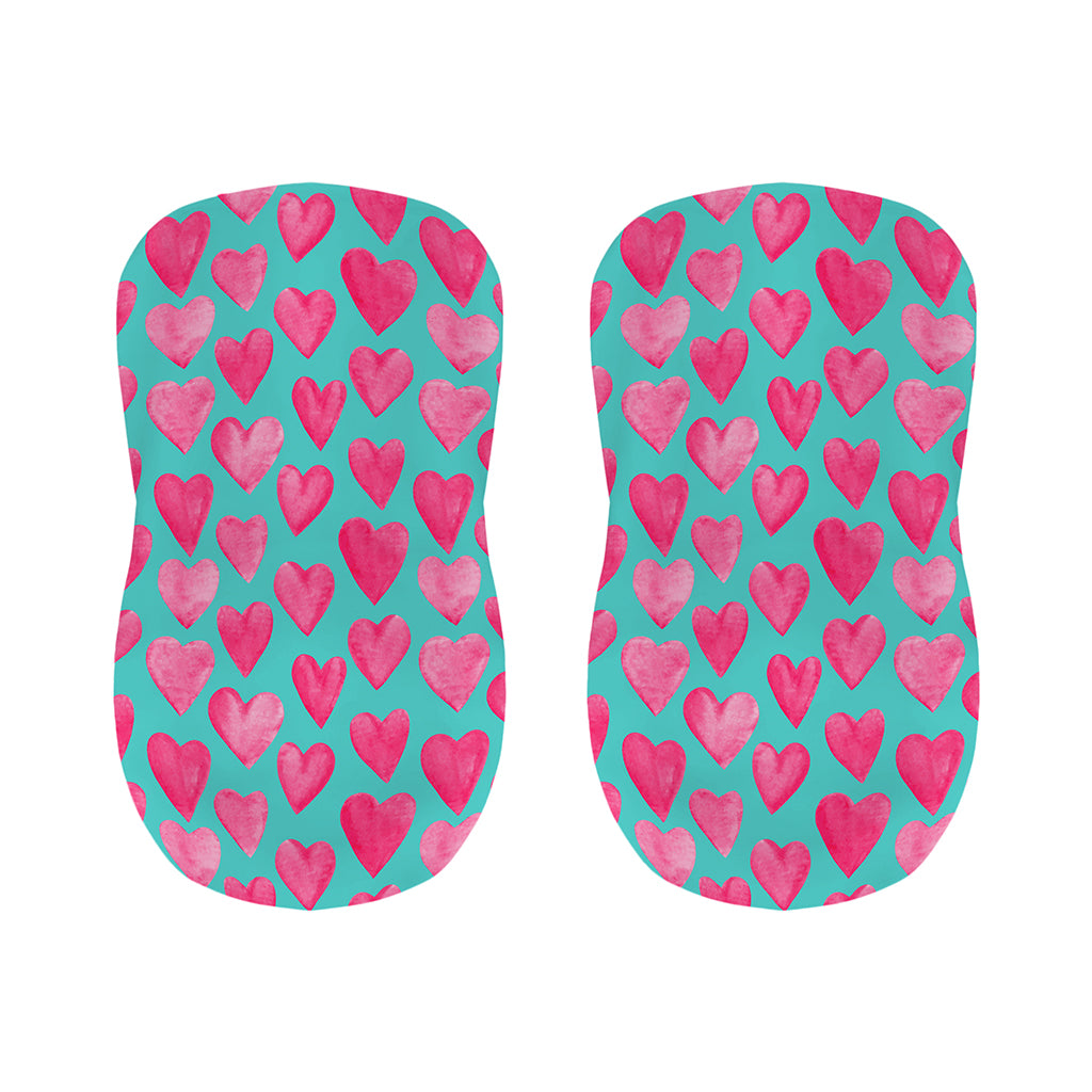 Pink And Teal Watercolor Heart Print Bar Stool Covers