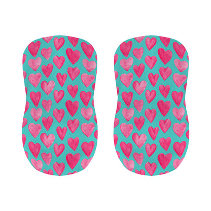 Pink And Teal Watercolor Heart Print Bar Stool Covers