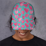 Pink And Teal Watercolor Heart Print Baseball Cap
