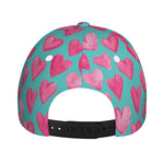 Pink And Teal Watercolor Heart Print Baseball Cap