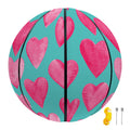 Pink And Teal Watercolor Heart Print Basketball