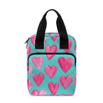 Pink And Teal Watercolor Heart Print Bible Tote Bag