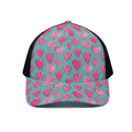 Pink And Teal Watercolor Heart Print Black Mesh Trucker Hat
