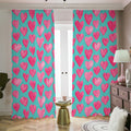 Pink And Teal Watercolor Heart Print Dimout Pencil Pleat Curtains