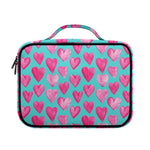 Pink And Teal Watercolor Heart Print Briefcase Bible Bag