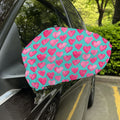 Pink And Teal Watercolor Heart Print Car Side Mirror Covers