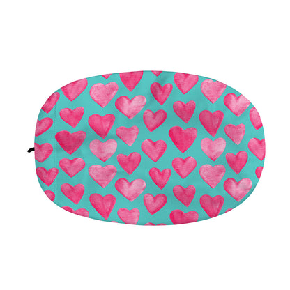 Pink And Teal Watercolor Heart Print Car Side Mirror Covers