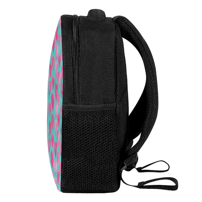 Pink And Teal Watercolor Heart Print Casual Backpack