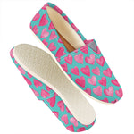 Pink And Teal Watercolor Heart Print Casual Shoes
