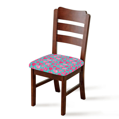 Pink And Teal Watercolor Heart Print Chair Cushion Cover