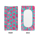 Pink And Teal Watercolor Heart Print Changing Pad Cover