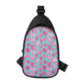 Pink And Teal Watercolor Heart Print Sling Bag