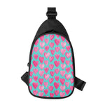 Pink And Teal Watercolor Heart Print Chest Bag