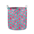 Pink And Teal Watercolor Heart Print Collapsible Laundry Basket
